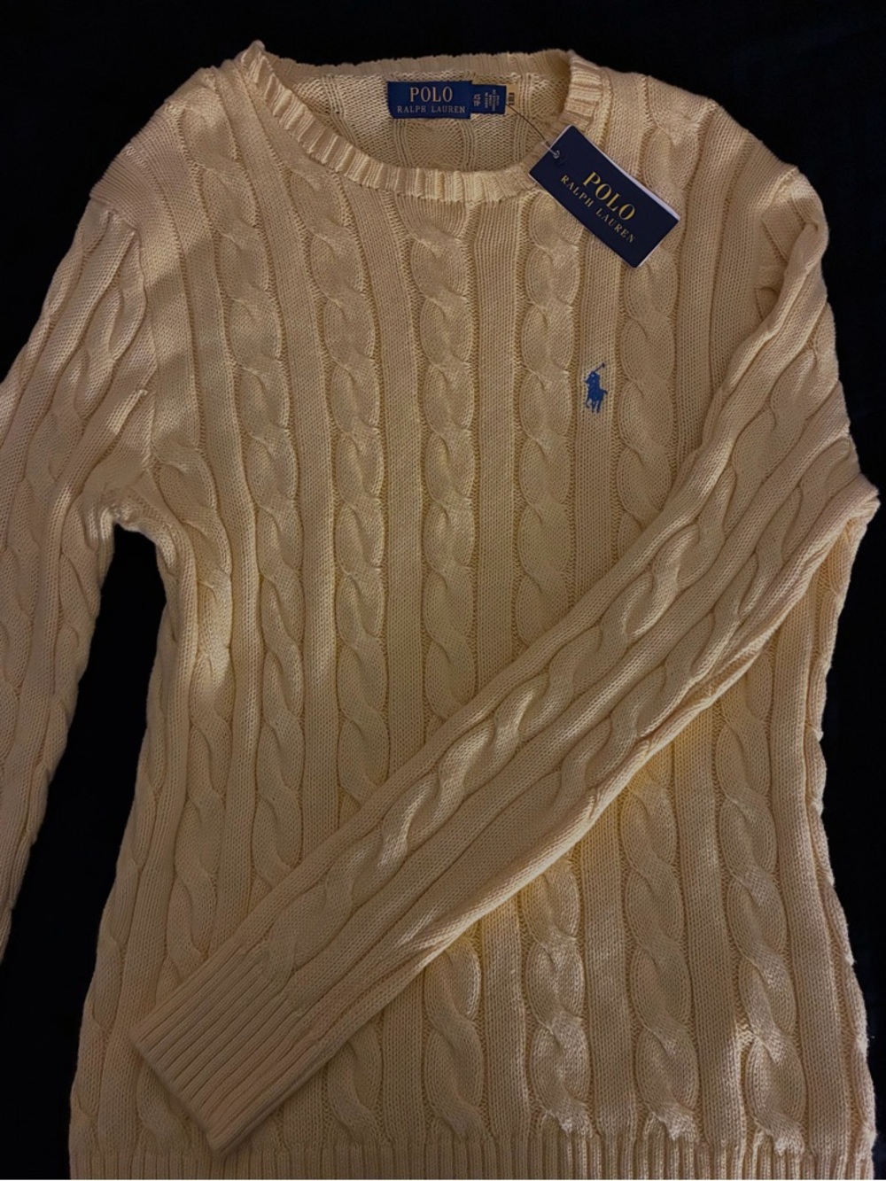 Polo by Ralph Lauren Men’s Yellow Cable-Knit Sweater